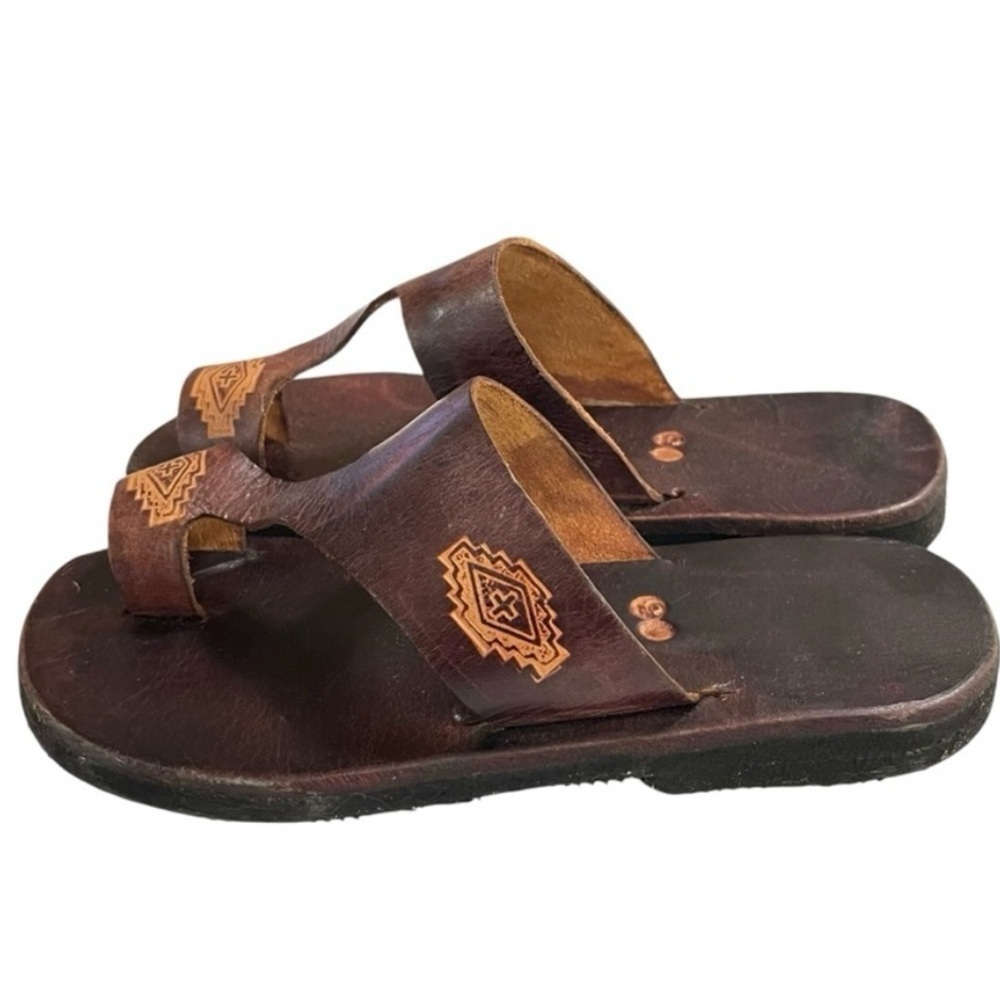 Kids Unisex Leather Sandals Size 13 | Handmade in India | Brown Slip-On - Picture 2 of 10